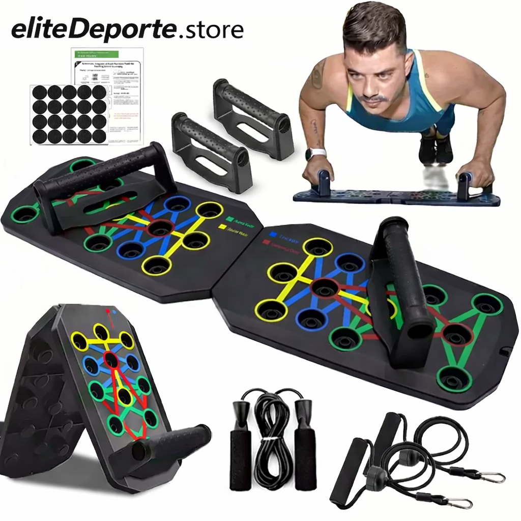 Tabla de flexiones portátil multifuncional con asas, equipo de fitness plegable.